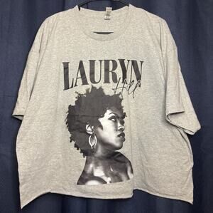 Lauryn Hill Graphic Band T-Shirt Gray 2XL Cropped Music Tee Plus Size